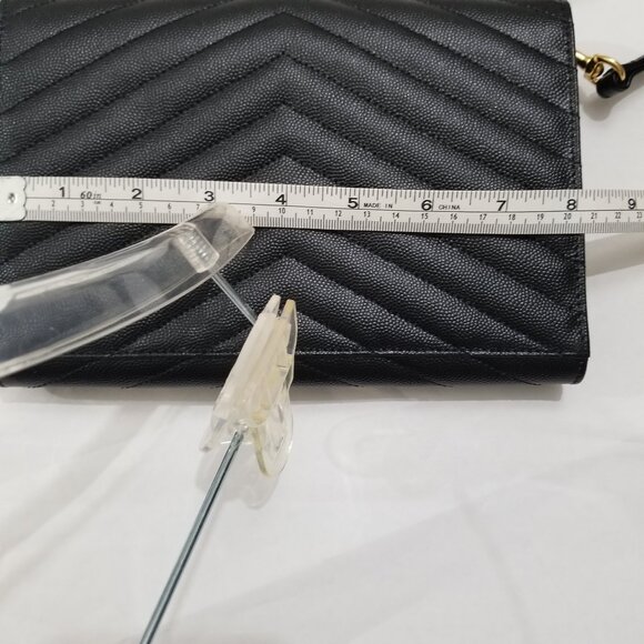 Saint Laurent Brand pouch purse in black with gold label - Picture 10 of 13